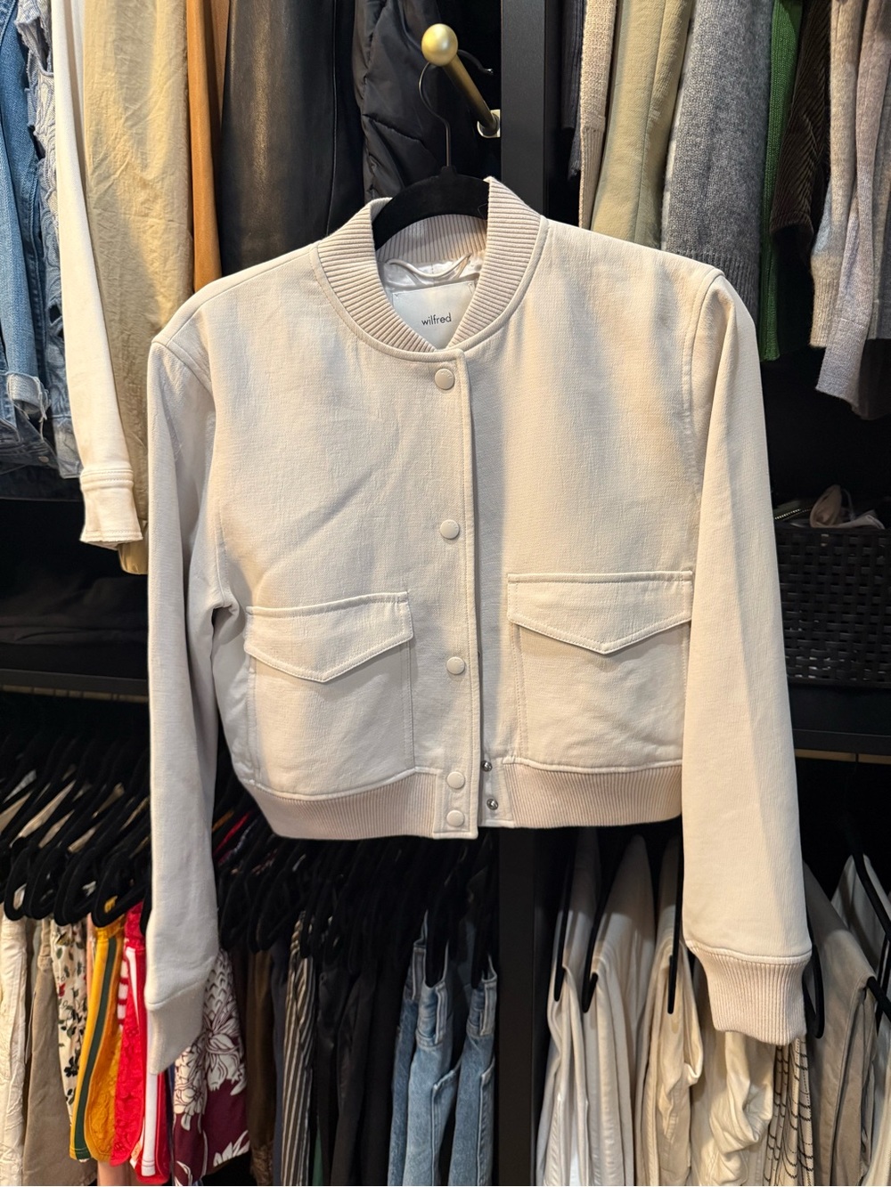 Wilfred Off-White Cropped Bomber Jacket